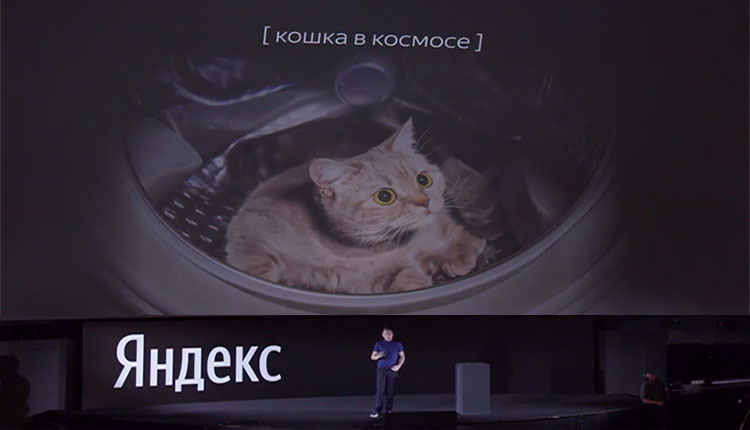 Яндекс поиск, результат запроса "кошка в космосе"