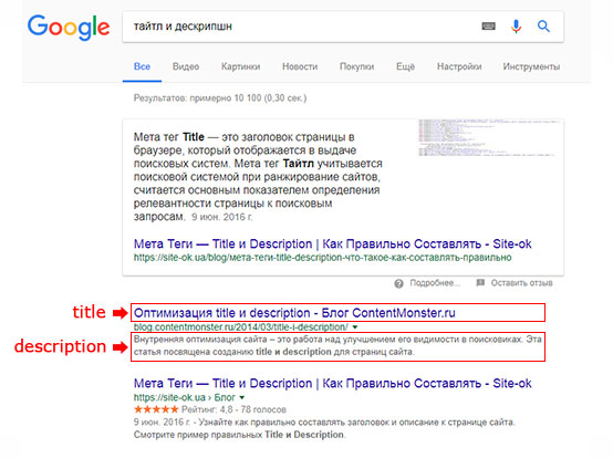 title и description